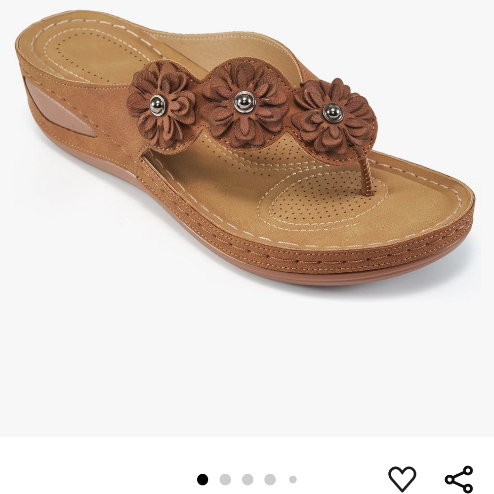Brown Floral Sandals with Platform Sole 10